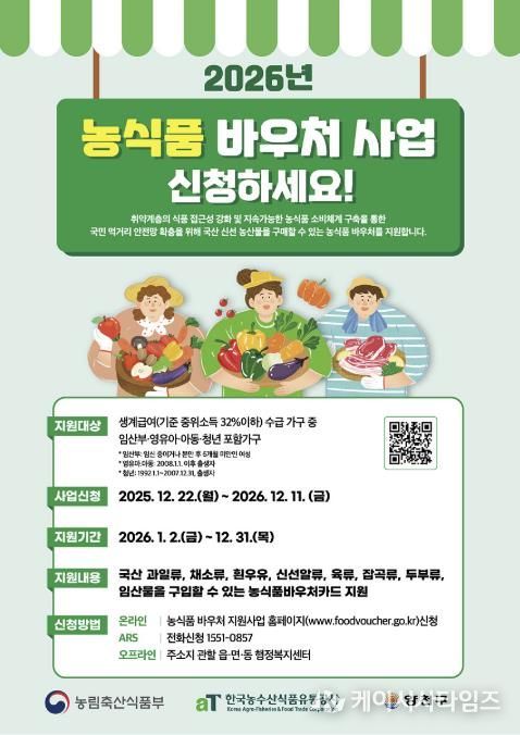 양천구, 취약계층 농식품 바우처 지원 안내 포스터