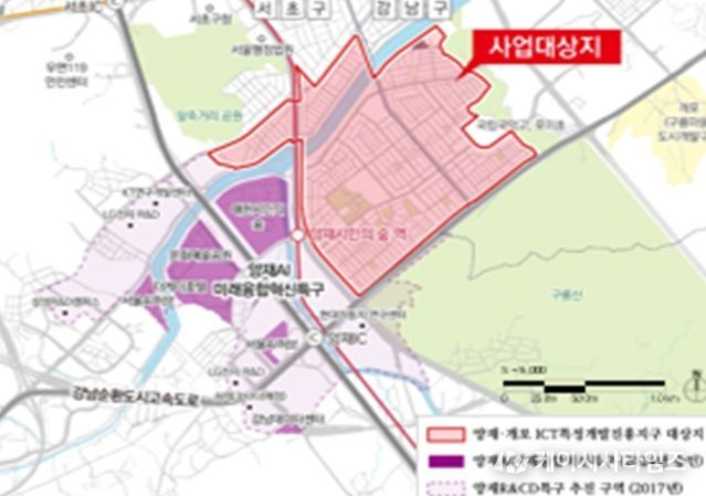 양재·개포 ICT 특정개발 진흥지구 위치도