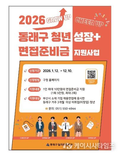 부산 동래구, 청년 구직활동 장려 ‘면접준비금’ 최대 10만 원 지급