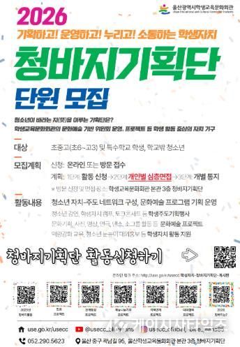 울산학생교육문화회관, ‘청바지기획단’ 단원 100명 모집