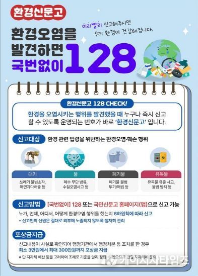 설 연휴 환경오염행위 신고안내(국번없이 128)
