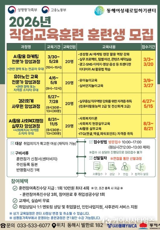 동해시, 경력보유·경력단절여성 취업 전주기 지원