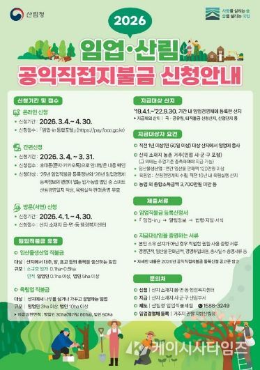 순천시, 2026년 임업‧산림 공익직접지불금 신청·접수