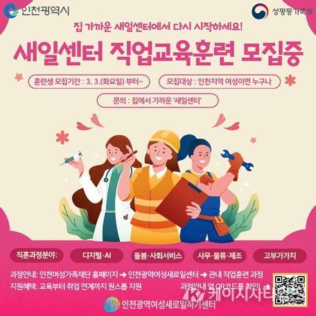 인천 8개 새일센터, 2026년 직업교육훈련 가동