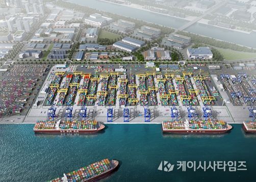 인천신항 1-2단계 컨테이너부두 상부공사 착공