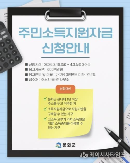 봉화군, ‘2026년 주민소득지원사업’시행