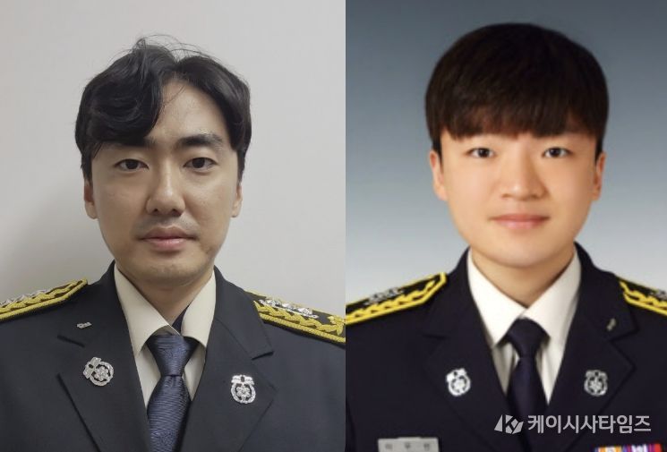 왼쪽부터 소방교 정기용, 소방교 이우빈