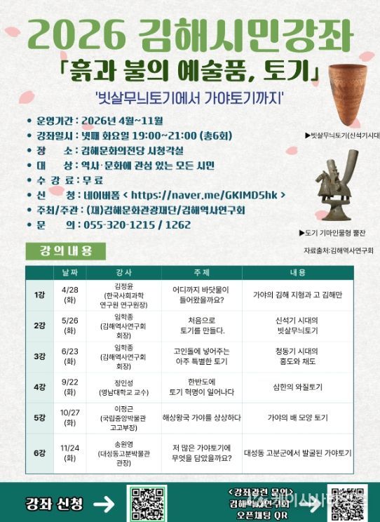 “김해시민강좌” 개최 ‘흙과 불의 예술품 – 토기’